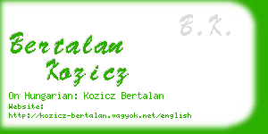 bertalan kozicz business card